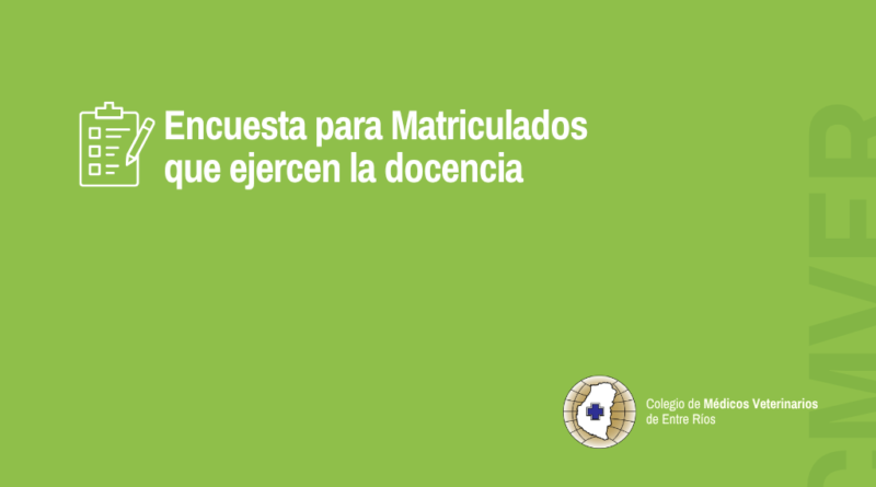CMVER lanza una encuesta para matriculados que ejercen la docencia